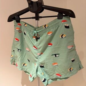 Sushi Print Mint Green men Swim Shorts